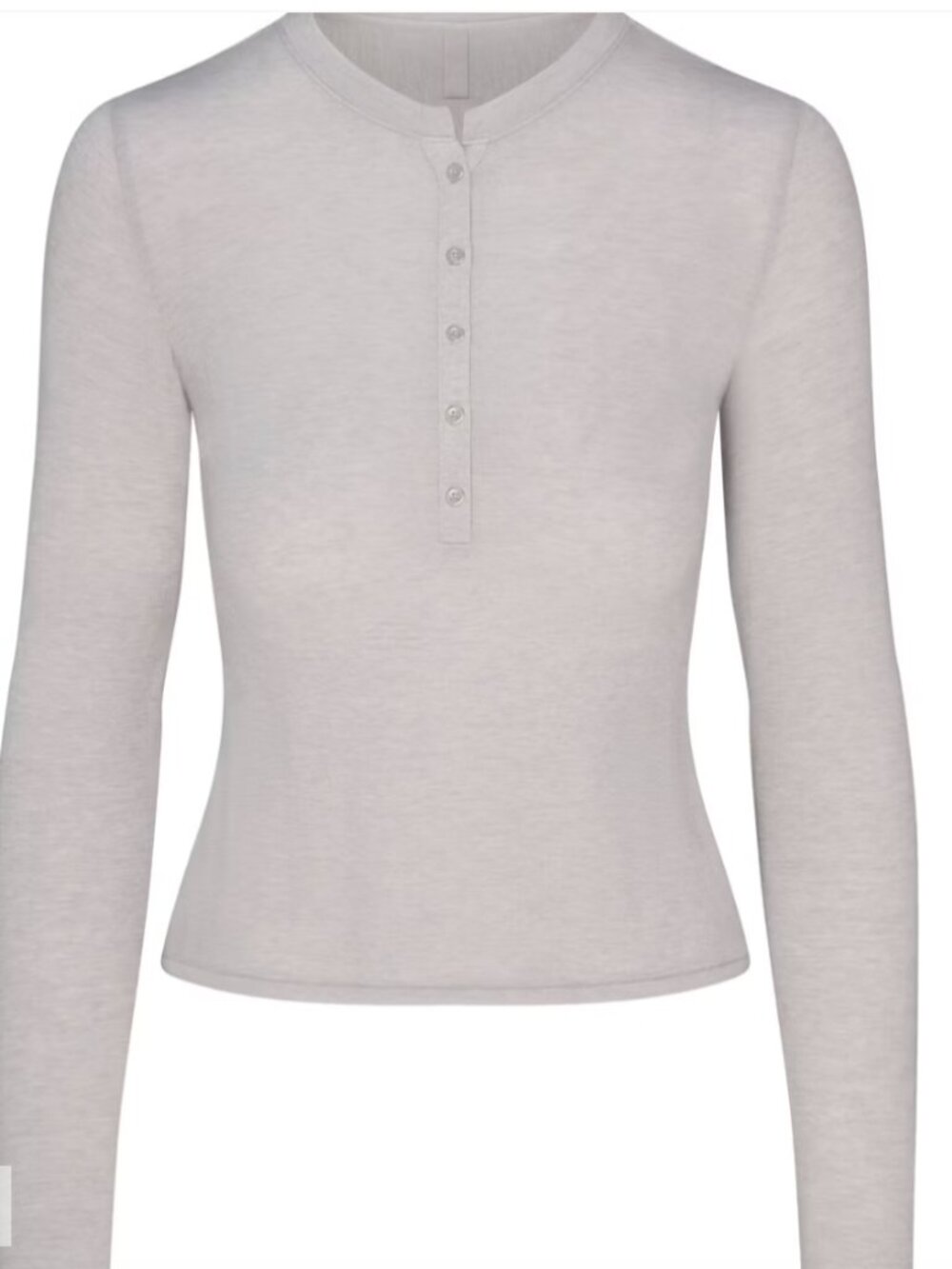 NEW SKIMS Sheer Modal Crewneck Long Sleeve Henley Heather Grey Small NWT - Picture 5 of 5